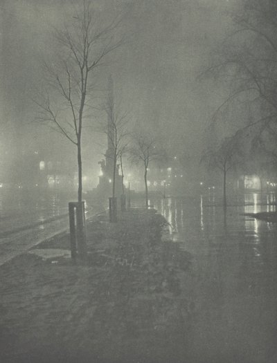 Wet Night, Columbus Circle, New York, c. 1897. alkotó: William A. Fraser