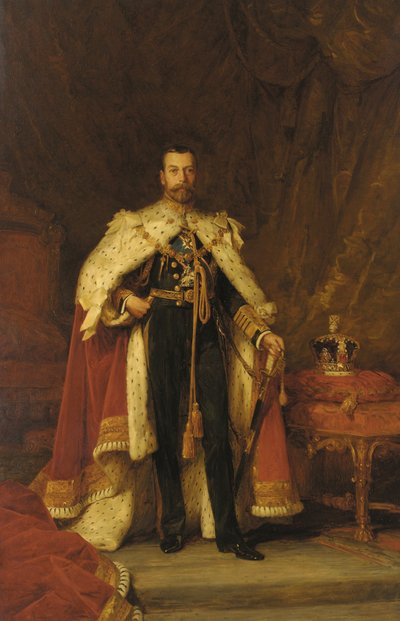 V. György király koronázási portréja, Sir Luke Fildes nyomán (olaj, vászon) alkotó: William A. Menzies