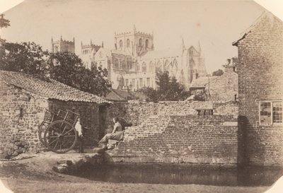 A Ripon-székesegyház délkeletről, a Skell folyó mellett,c. 1855 (fotó) alkotó: William A. Pumphrey