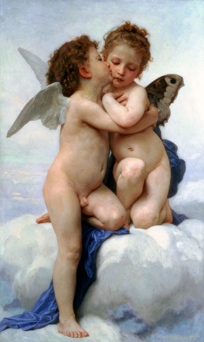 Ámor és psziché mint gyermek, Az első csók, 1890. alkotó: William Adolphe Bouguereau