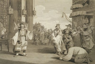 Egy jelenet egy kínai színpadon bemutatott történelmi színdarabból, metszette James Heath (1757-1834), kiadta G. Nicol, 1796. alkotó: William Alexander