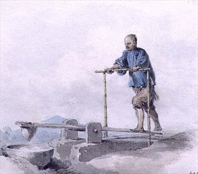 Kínai munkás munka közben (akvarell) alkotó: William Alexander