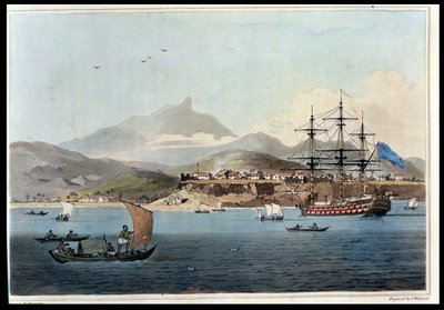 Porto Praya St. Jago szigetén, John Barrow (1764-1848) „A Voyage to Cochinchina” 4. táblája, Thomas Medland (1755-1823) metszete, 1806 (akvatinta) alkotó: William Alexander