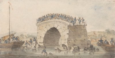 Egy híd maradványai San-Sien-Weyben a Pei-Ho-n, Tong-Tcheou közelében, 1793. augusztus 15. alkotó: William Alexander