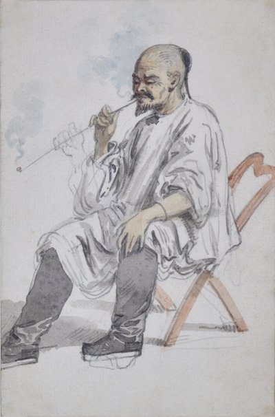 Ülő kínai férfi dohányzik alkotó: William Alexander