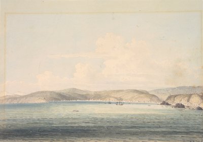 Almandral falu a Valparaiso-öbölben, kilátással az Andokra alkotó: William Alexander