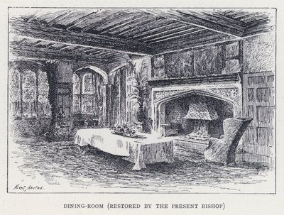 Ebédlő, a jelenlegi püspök restaurálta (metszet) alkotó: William Alexander Ansted