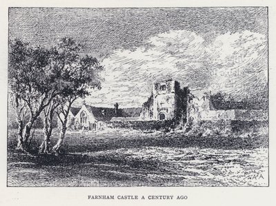 Farnham kastély egy évszázaddal ezelőtt (metszet) alkotó: William Alexander Ansted