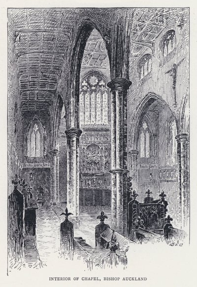 A kápolna belseje, Auckland püspök (metszet) alkotó: William Alexander Ansted
