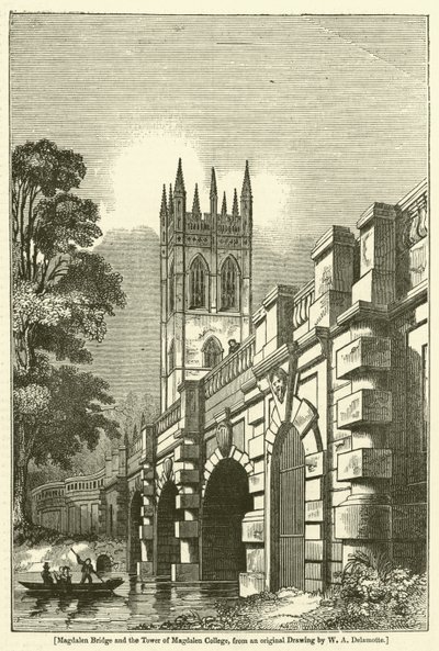 Magdalen Bridge és a Tower of Magdalen College alkotó: William Alfred Delamotte