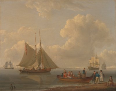 Egy Wherry két horgonyzott csomagba viszi az utasokat alkotó: William Anderson