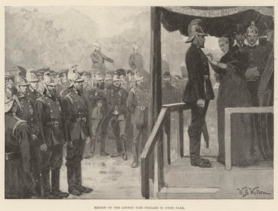 A londoni tűzoltóság áttekintése a Hyde Parkban alkotó: William Barnes Wollen