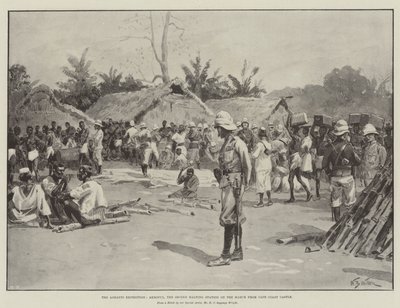 Az Ashanti-expedíció, Akroful, a második megállóhely a Cape Coast-i kastélyból induló menetben alkotó: William Barnes Wollen