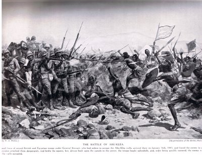 Az Abu Klea-i csata, 1885. január 17., illusztráció a "Hutchinsons History of the Nations" című könyvből, 1910 körül. alkotó: William Barnes Wollen