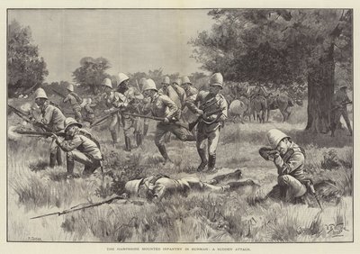 A Hampshire-i lovas gyalogság Burmában, egy hirtelen támadás alkotó: William Barnes Wollen