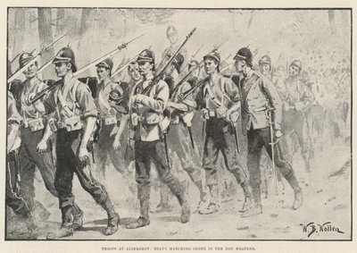 Csapatok Aldershotban, Heavy Marching Order a meleg időben alkotó: William Barnes Wollen