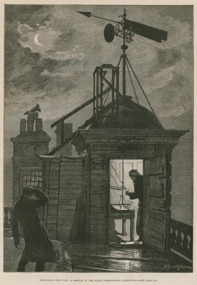A szél mérése; Vázlat a Greenwichi Királyi Obszervatóriumban (metszet) alkotó: William Bazett Murray