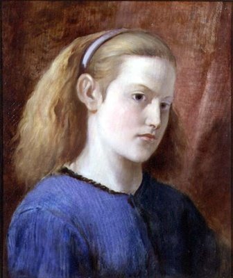 Portré egy kék ruhás lányról (olaj, vászon) alkotó: William Bell Scott