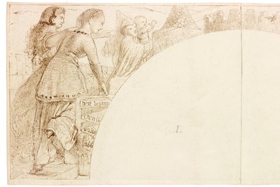 Vázlat a Wallington Hall falfestményéhez (tinta és ceruza papíron (kártyára ragasztva)) alkotó: William Bell Scott