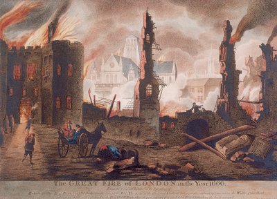 Ludgate, Londoni nagy tűzvész, London, 1792 alkotó: William Birch