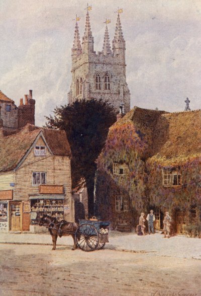 Church and Woolpack Hotel, Tenterden (színes litográfia) alkotó: William Biscombe Gardner