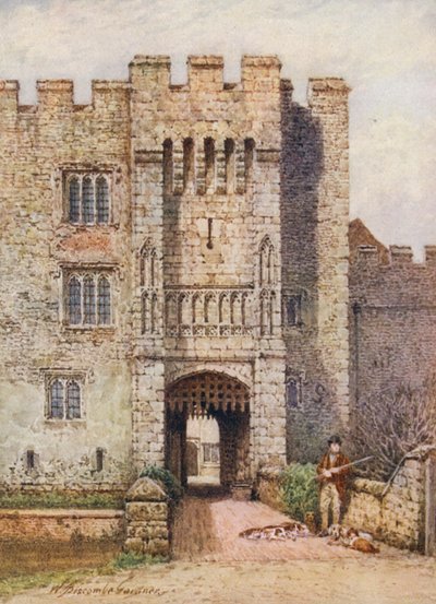A Hever-kastély bejárata (színes litográfia) alkotó: William Biscombe Gardner