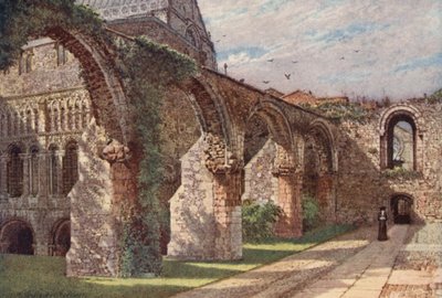 A gyengélkedő romjai, Canterbury székesegyház (színes litográfia) alkotó: William Biscombe Gardner