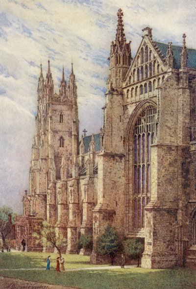 Délnyugati kereszthajó és Szent György-torony, Canterbury székesegyház (színes litográfia) alkotó: William Biscombe Gardner