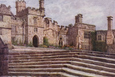 Alsó udvar, Haddon Hall (színes litó) alkotó: William Biscombe Gardner