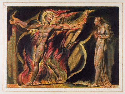 Egy meztelen ember lángokban, 26-os lemez a „Jeruzsálemből” alkotó: William Blake