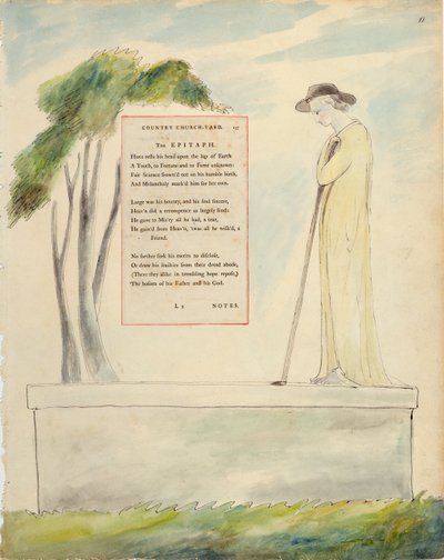Egy pásztor a sírfeliratot olvassa, a Templomkertben írt elégiából, a Thomas Gray verseiből, 1797-98 (akvarell és fekete tus a papíron) alkotó: William Blake