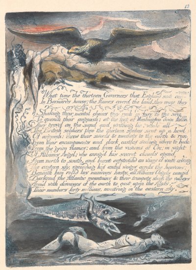 Amerika. Egy prófécia, 15. tábla, Hány óra a tizenhárom kormányzó... alkotó: William Blake