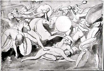 Csatajelenet (toll és tinta) (f/w fotó) alkotó: William Blake