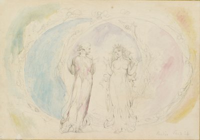 Beatrice és Dante az Ikrekben, a lánggömbök között, 1825-1827 alkotó: William Blake