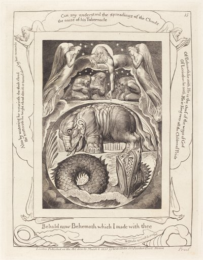 Behemót és Leviatán, 1825. alkotó: William Blake