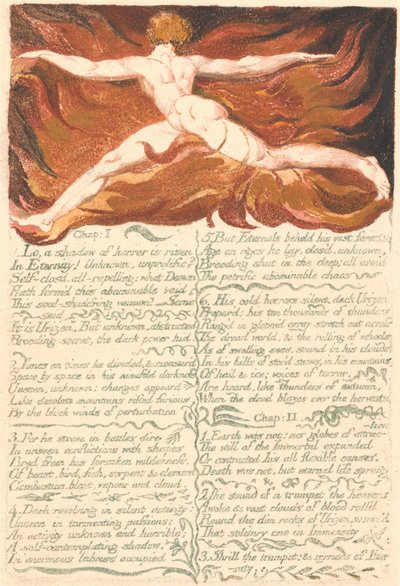 Urizen első könyve, 3. tábla, "Fejezet: 1 . . . ". (Bentley 3) alkotó: William Blake