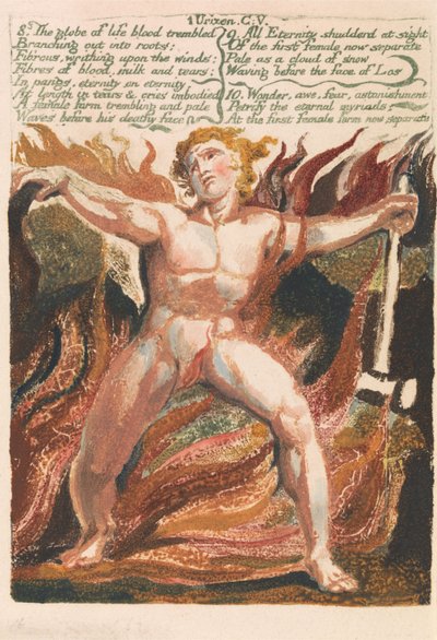 Urizen első könyve, 15. tábla: "8. Az életvér földgömbje megremegett..." (Bentley 18) alkotó: William Blake