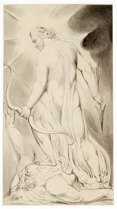 „Krisztus tapossa a Sátánt”, 1800 alkotó: William Blake