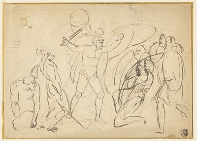 Klasszikus harc (recto); Vázlat a férfi aktról (verso) alkotó: William Blake