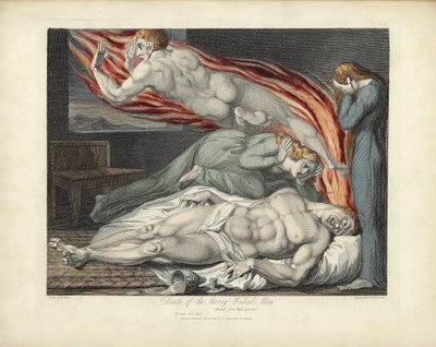 Az erős gonosz ember halála, illusztráció Robert Blair "The Grave" című művéből, vésett Louis Schiavonetti alkotó: William Blake
