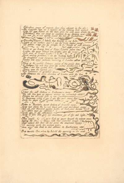 Európa. Prófécia, 16. tábla, Ethinthus, a vizek királynője. . . . (Bentley 17) alkotó: William Blake