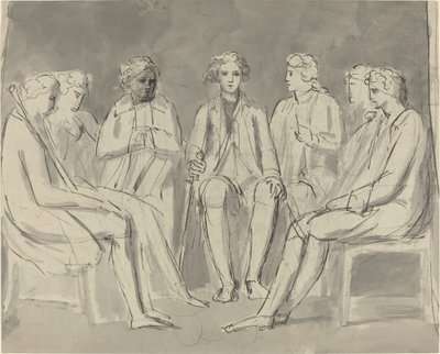 Körben ülő férfiak csoportja [recto] alkotó: William Blake