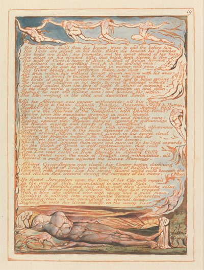 Jeruzsálem, 19. tábla, Gyermekei száműzték a mellét... alkotó: William Blake