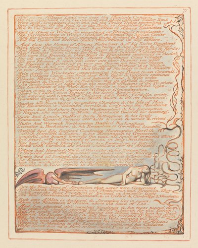 Jeruzsálem, 71. tábla és Albions Land felett... alkotó: William Blake