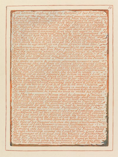 Jeruzsálem, 88. tábla, Los sóhajtva válaszolt.... alkotó: William Blake