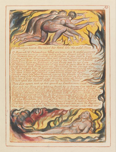 Jeruzsálem, 93. tábla, Enitharmon hallotta... alkotó: William Blake