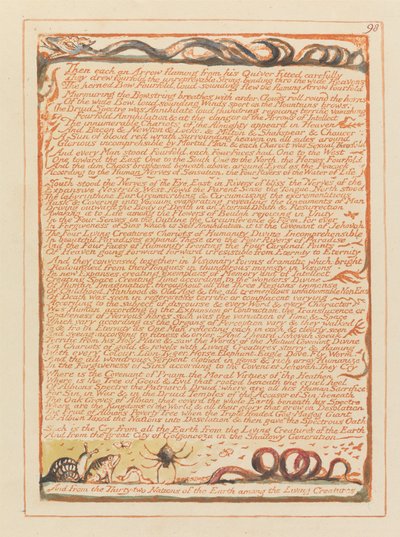 Jeruzsálem, 98. tábla, majd mindegyik lángoló nyíl .... alkotó: William Blake