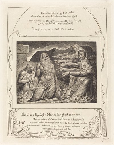 Jóbot barátai megdorgálták, 1825. alkotó: William Blake