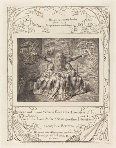 Jób és lányai, 1825. alkotó: William Blake