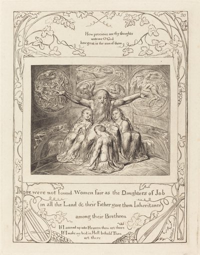 Jób és lányai, 1825. alkotó: William Blake